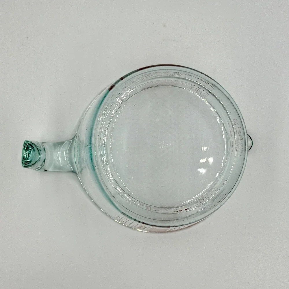 Pyrex 1 Qt Glass Measuring Cup 32 oz Red‎ Print Modern Kitchen Minimalist MINT